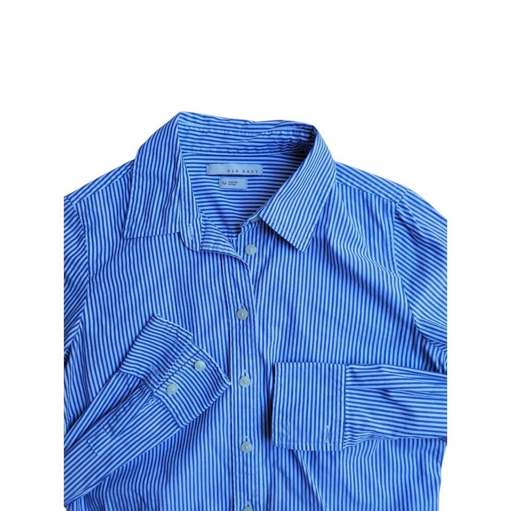 Old Navy White/Blue Striped Button-up Shirt Women's Size Medium